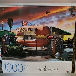 🧩 4/$20 Big Ben Hot Diggity Dog 1000 Piece Jigsaw Puzzle By Larry Grossman